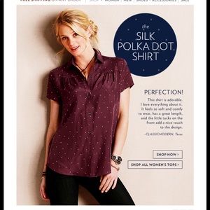 100% Silk Polka Dot short sleeve shirt